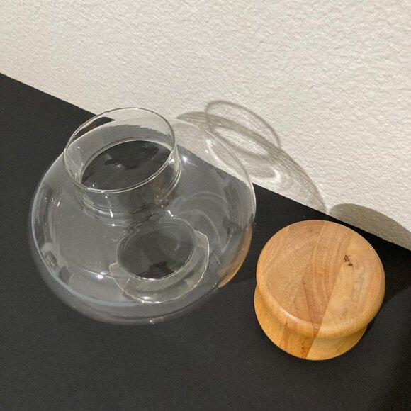 Vintage Blonde Wood Hurricane Lamp Candle Holder - Picture 6 of 8